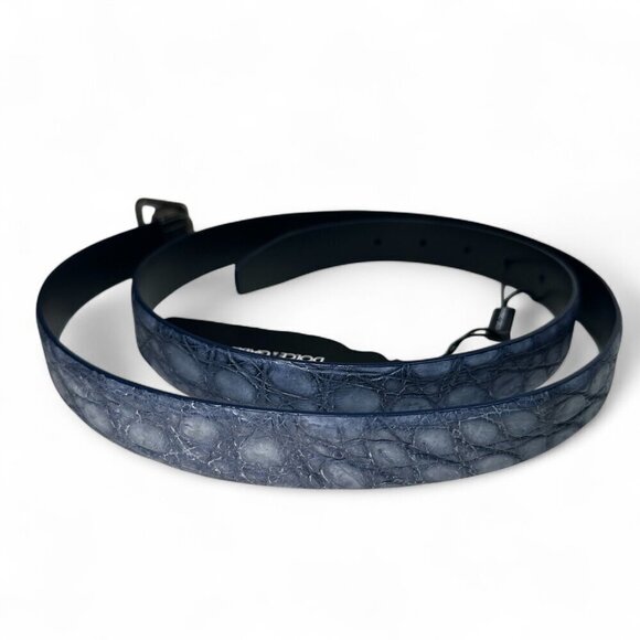 DOLCE & GABBANA Men's Genuine Crocodile Belt Size 110 cm/44 in Blue NWT - Picture 7 of 15